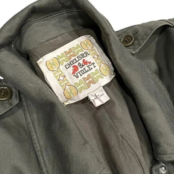 Chelsea & Violet Olive Green Cargo Military Jacket L - Picture 4 of 4
